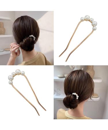 2 Piece Hair Clip Pin U Shaped Hairpin Hair Stick French Style Hair Stick U Shaped Hair Pins U Shaped Hair Pin Accessories for Women Girls Hair Styling Accessories (Gold) - Buy Online on GoSupps.com
