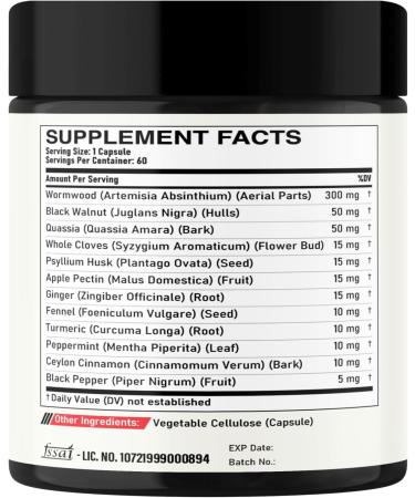 DEDICAD 12in1 Wormwood Capsules Black Walnut Cloves, Ginger, Turmeric Curcumin & Black Pepper - Immune System - 60 Capsules - Buy Online on GoSupps.com