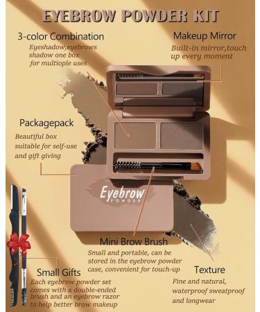 Eyebrow Powder Kit-2 Colors Soft Eye Brow Tinted Powder Palette Waterproof & Long Lasting Dark/Light Brown Brow Filler Professional Eyebrow Contour Makeup for Women with Mirror Brow Tool-Set1# 01# - Buy Online on GoSupps.com