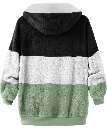 Hanxiulin Women's Fleece Jacket - Plush Long Sleeve Winter Coat Hooded & Cuddly in 5XL Green for Ultimate Comfort - Buy Online on GoSupps.com