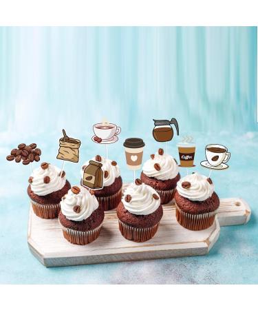 36pcs Coffee Happy Birthday Cupcake Toppers Drink Food Kitchen Theme Cupcake Dessert Muffin Food Cake Picks Baby Shower Boys Girls Happy Birthday Party Supplies - Buy Online on GoSupps.com