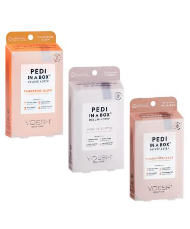 VOESH Pedi in a Box 4 Step, Pedicure Set, At-Home Pedicure, DIY Pedi, Foot Treatment, Pedicure Supplies, Foot Scrub, Foot Spa, Foot Care, Foot Therapy 3pack - Fruity