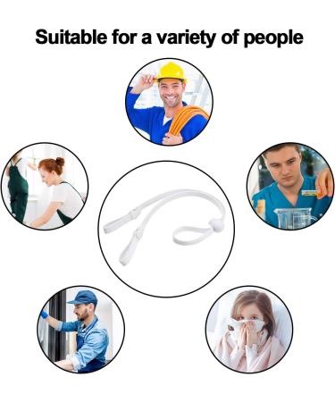 BBTO Adjustable Ear Straps - 12 Anti-Slip Ear Loop Extension Straps for Dust and Food Workers - White - Buy Online on GoSupps.com