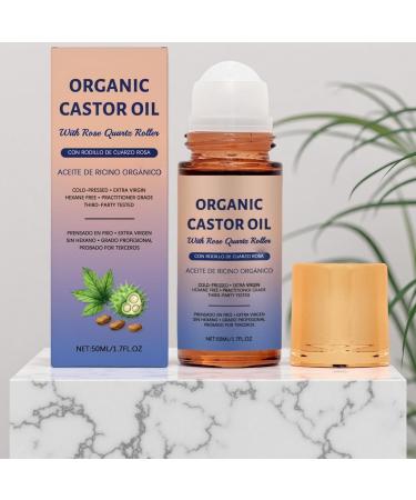 IDEA WIN Organic Castor Oil with Roller 1.7FL.OZ Roll-On Moisturizer for Face & Body Nourishing Castor Oil with Vitamin E Travel-Friendly Skincare for Men & Women (1)