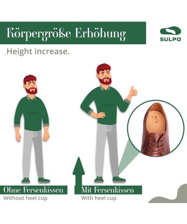 Sulpo Heel Increase Inserts - Orthopedic Wedge 20mm for Height Gain & Comfort | Leather Heel Pillows for Men & Women (Size 41-43) - Buy Online on GoSupps.com