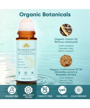  Aakluk Frankincense and Castor Oil - 50ml Castor Oil with Rose Quartz - Natural Cold-Pressed Moisturizing Oil for Face Neck Abdomen - Buy Online on GoSupps.com