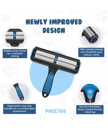 PinzPro Pet Hair Remover Roller Set with Bonus Detailing Brush - Non-Slip Handle - Chom Chom Lint Roller for Couch, Bed, Car Seat, Carpet - Buy Online on GoSupps.com