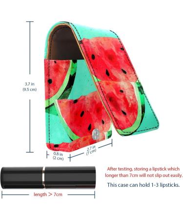 Leather Lipstick Case with Mirror | Mini Lip Gloss Organizer & Watermelon Design - Buy Online on GoSupps.com