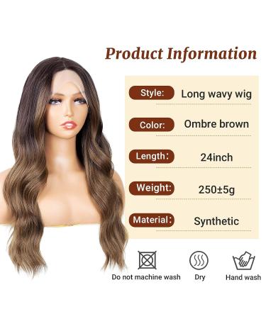 SHUOPUS Long Ombre Brown T Part Synthetic Lace Front Body Wave Wig 24inches - Buy Online on GoSupps.com