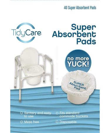 TidyCare Absorbent Commode Pads - Value Pack of 40 | Reduces Odor from Liquid Waste | For Portable Bedside Toilet Chair Buckets and Bedpans - Buy Online on GoSupps.com