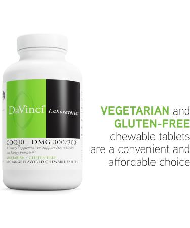 DAVINCI Labs CoQ10 - DMG 300/300 | Heart Health & Energy Support | Vegetarian Gluten-Free 60 Chewable Tablets - Buy Online on GoSupps.com