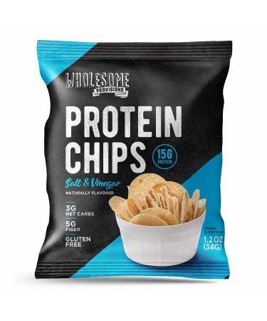 Protein Chips 15g Protein 3g Net Carbs Gluten Free Keto Snacks Low Carb Snacks Protein Crisps Keto-Friendly Made in USA (Sea Salt Vinegar 7 Pack) Sea Salt Vinegar 1.23 Ounce (Pack of 7)