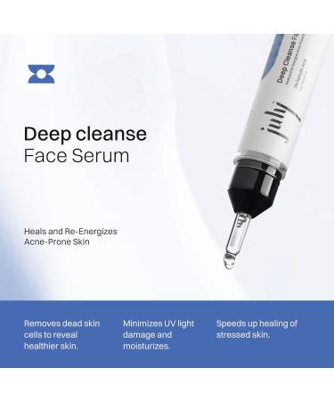 July Deep Cleanse Face Serum | Acne Treatment for Open Pores & Blackhead Removal - Heal Acne-Prone Skin with SpringDew Technology | 15ml - Buy Online on GoSupps.com
