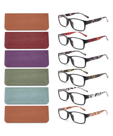 BLS BLUES Reading Glasses for Women/Men Blue Light Blocking Computer Readers Anti Migraine/Eye Strain Blocker Eyeglasses 6 Packs with Soft Case (Mix1 1.0)
