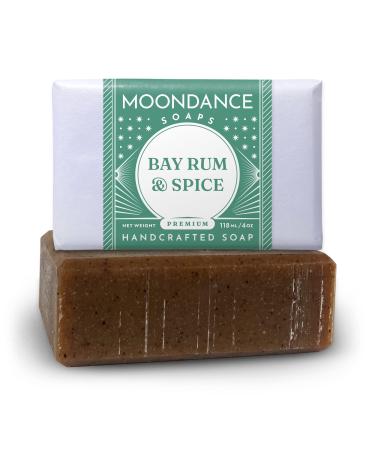 Bay Rum Soap - Handmade Soap for Softer Skin with Cocoa Butter, Shea Butter, Sweet Almond, Cinnamon, Spices, Fragrance and Essential Oils by MoonDance Soaps (One Bar, 4 oz)