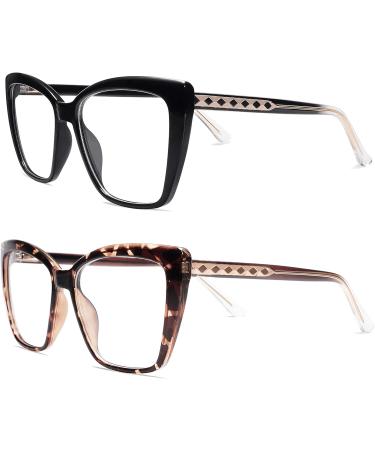 Shop AMOMOMA Trendy TR90 Oversized Blue Light Reading Glasses for Women | Stylish Square Cat Eye Design | AM6031 C1 Black & C6 Tortoise - International Shipping Available - Buy Online on GoSupps.com