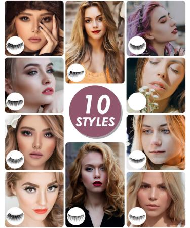 Neialla Magnetic Eyelashes 10 Pairs with Magnetic Eyeliner - Natural Look, Waterproof, Reusable - Buy Online on GoSupps.com