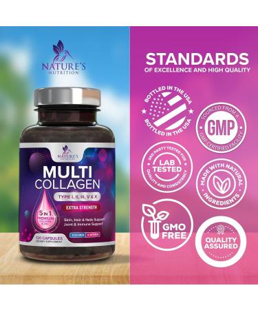Multi Collagen Pills 2400 mg - Advanced Types I II III V X - Hydrolyzed Multi Collagen Peptides Pills Collagen Supplements for Women & Men - Hair Skin & Nail Support Supplement - 120 Capsules 120 Count (Pack of 1) - Buy Online on GoSupps.com