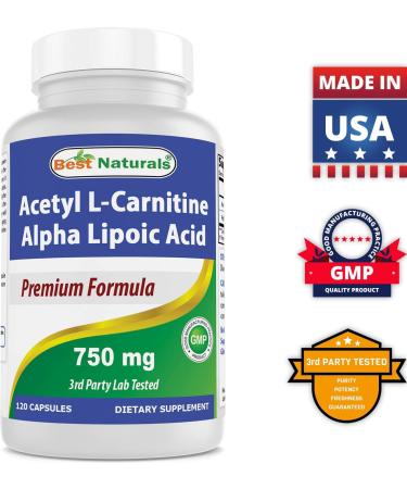 Best Naturals Acetyl L-Carnitine and Alpha Lipoic Acid 750 mg & Vitamin B-12 6000 mcg - Buy Online on GoSupps.com