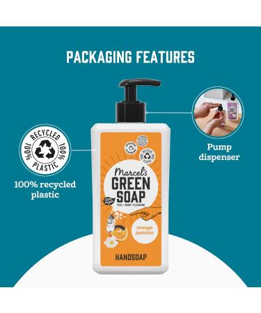 Marcel's Green Soap Hand Soap Orange & Jasmine 500ml - Eco-Friendly, Vegan, Biodegradable - Handwash Dispenser - Pack of 1 - Buy Online on GoSupps.com