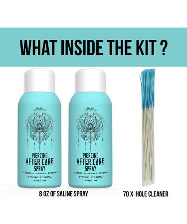 Base Labs Piercing Aftercare Spray Kit - Nose & Ear Piercing Cleaner with Saline Solution - 8 oz - Keloid Treatment - Bump Treatment - 2 x 4oz Spray Bottles - 70CT Wipes - Buy Online on GoSupps.com