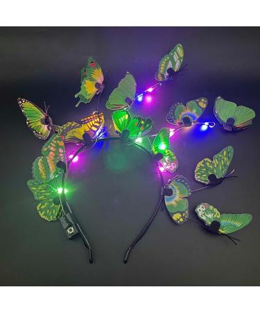 Clataly LED Butterfly Headband Luminous Butterfly Wreath Wedding Party Hairband Photography Props Hair Hoop Hair Accessories for Women Girls (Green) - Buy Online on GoSupps.com