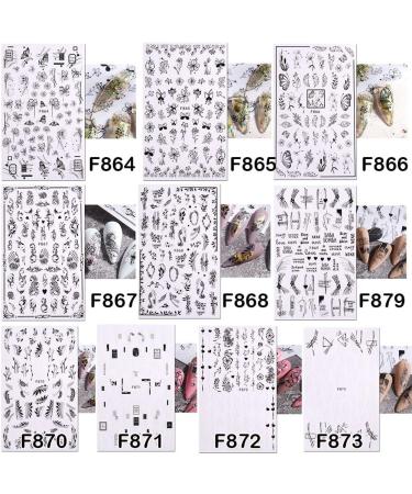 Back Glue Decals Korean French Cute Slider Nail Art Decorations Nail Sticker Leaves Butterfly-shape 3D Black(F-867) - Buy Online on GoSupps.com