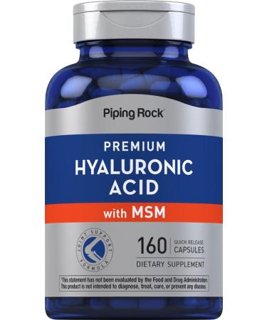 Piping Rock Hyaluronic Acid Supplement | 100mg | 160 Capsules | with MSM for Women and Men | Non-GMO Gluten Free