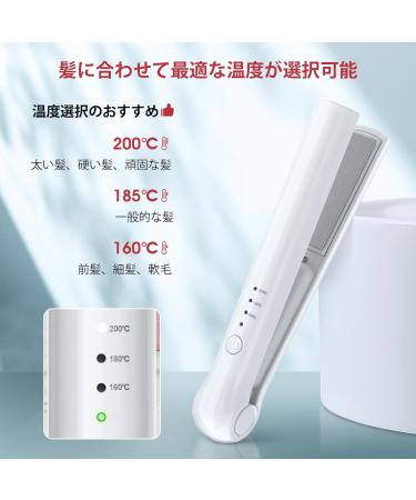 Buy Cordless Hair Straightener - Portable Flat Iron with 3 Temp Settings Fast Heating Long-Life Battery - Travel Size USB Rechargeable - White - Buy Online on GoSupps.com