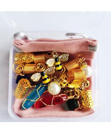 10 Pcs Handmade Crystal Wire Wrapped Dreadlock Jewelry Accessories for Women - Hair Tube Beads, Cuffs, Pendants | F-10pcs - Buy Online on GoSupps.com