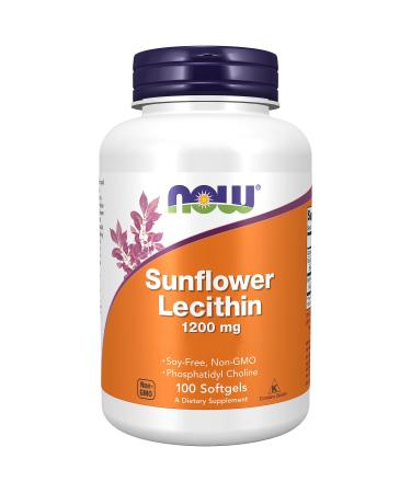 Now Foods Sunflower Lecithin 1.200mg High Dose 100 Softgels Lab-Tested Soy Free Gluten Free Non-GMO