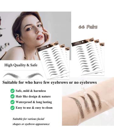 66 Pairs 4D Hair-like Eyebrow Tattoo Stickers - Long Lasting & Waterproof for Women and Girls (Black) - Buy Online on GoSupps.com