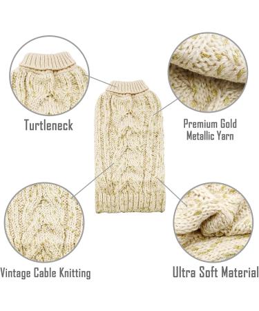 KYEESE Turtleneck Dog Sweater XX-Large Beige - Golden Yarn Knitwear for Warmth in Fall & Winter - Buy Online on GoSupps.com
