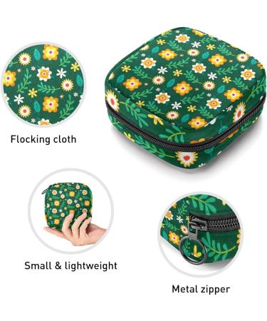 Floral Green Sanitary Napkin Storage Bag | Menstrual Cup Pouch | Nursing Pad Holder | Tampon Bags | Portable Period Bag for Women - Multi-colored - Buy Online on GoSupps.com