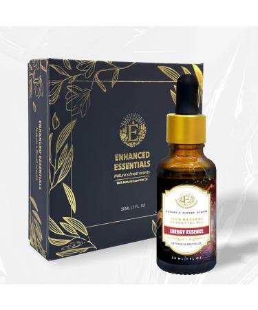 Essential Oil Blend for Energy Focus & Mood by Enhanced Essentials 100% Pure Slow-Distilled|Aromatherapy for Diffuser Massage & Shower|Uplifting Citrus & Mint Notes|1 fl oz (30 ml) Energy Essence