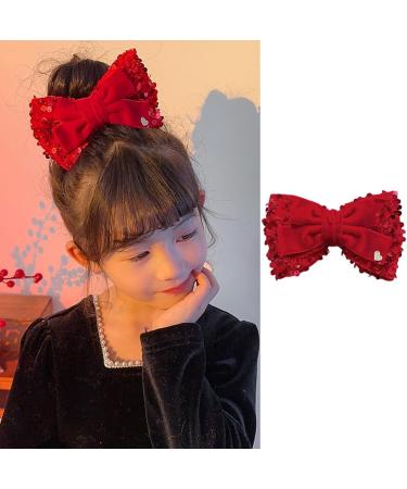 AFBORD Faux Pearl Hair Barrette Double-layeded Bow Clip Women's Exquisite Double-layered Butterfly Bell Star Decor Red Festive New Year Christmas Style G - Buy Online on GoSupps.com
