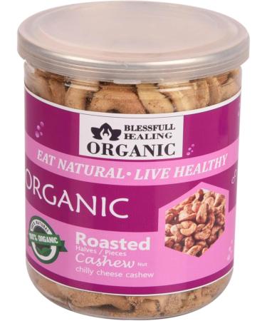 Blessfull Healing Organic Natural Vegan Chilly Cheese Roasted Halves/Pieces Cashew Nuts Crunchy Kaju 300 Gram - Buy Online on GoSupps.com