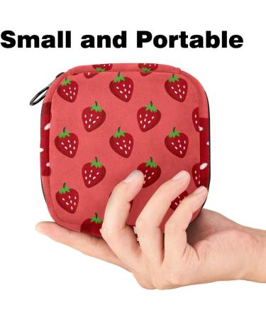 Shop Large Storage Bags for Women - Red Strawberry Pattern Zipper Pocket for Menstrual Cups Panty Liners & Tampons | Multicolored 06 - Buy Online on GoSupps.com