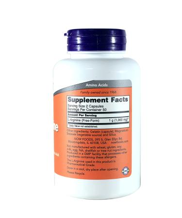 Now Foods L-Arginine 500 mg | 100 Veg Capsules | Boost Energy & Support Circulation - Buy Online on GoSupps.com