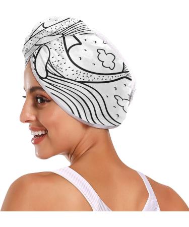 Whale & Ocean Waves Hair Towel 2 Pack | Super Absorbent Quick Dry Hair Turbans for Women & Girls - Buy Online on GoSupps.com