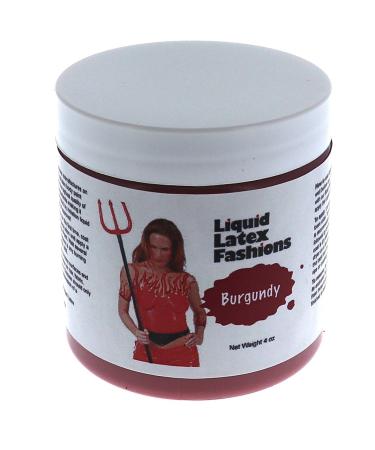 Burgundy 4 Oz - Liquid Latex Body Paint Ammonia Free No Odor Easy On and Off Cosplay Makeup Creates Professional Monster Zombie Arts