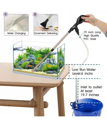 Hygger Manual Gravel Vacuum Cleaner for Aquarium - 80/256GPH, Low Water Level, Fish Tank Water Changer - S/L Sizes Available - Buy Online on GoSupps.com