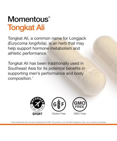 Momentous Tongkat Ali Supplement - Natural Longjack for Men & Women | Hormone Energy & Mood Support - 30 Servings - Buy Online on GoSupps.com