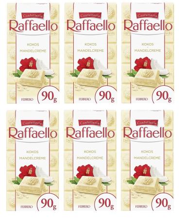 Ferrero Raffaello Almond and Coconut Cream 90 g Set of 6 White Chocolates Stuffed with Almond Cream and Coconut