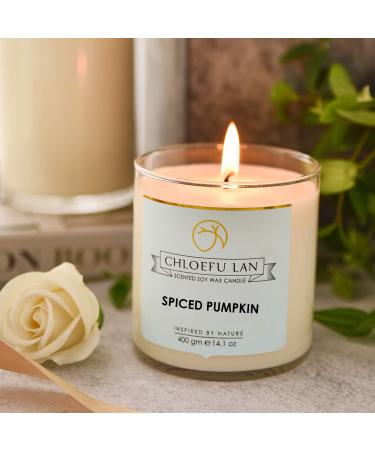 Chloefu LAN Farmhouse Spiced Pumpkin Candle - 100% Natural Soy 14.1oz Large Scented Jar - Ideal Home Gift for Fall & Halloween - Buy Online on GoSupps.com