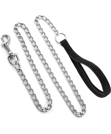 Dacitiery Metal Dog Leash Chew Proof 4FT/1.2M Dog Chain Leash Heavy Duty Anti-Bite Dog Lead Pet Leash with Nylon Soft Padded Handle for Small Medium Large Dogs (3MM) - Buy Online on GoSupps.com