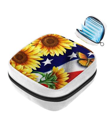 GIAPB Sanitary Napkin Storage Bag Period Bag Tampon Bag Makeup Bag Pad Pouch Sunflowers and Butterfly Color3470