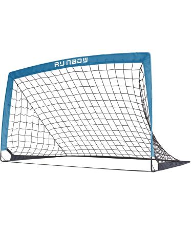 RUNBOW 5x3 ft Portable Kids Soccer Goal for Backyard Small Children Pop Up Soccer Goal Net Set of 2 with Portable Carrying Case Blue 5x3FT 1 Pack