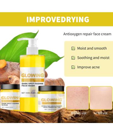 ThrivingAura Turmeric Glow Combo Skincare Set Turmeric Skin Care Kit Turmeric Face Wash Turmeric Face Cream Turmeric Glow Face Scrub Brightening Exfoliating Clearing Blackheads Naturally Moisturizing - Buy Online on GoSupps.com