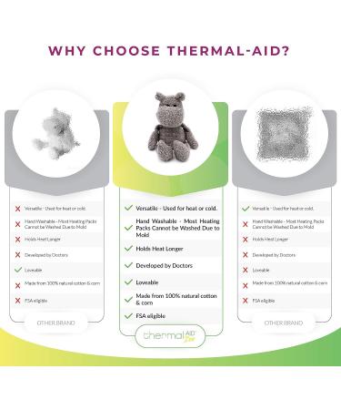 Thermal-Aid Zoo Mini Hippo Kids Hot/Cold Pain Relief Stuffed Animal - Natural Sleep Aid - Buy Online on GoSupps.com
